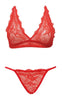Set de lenjerie intima – compleu sexy cu sutien si chiloti din dantela S/M, rosu